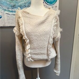 GAP Textured Fringe Sweater in Cream